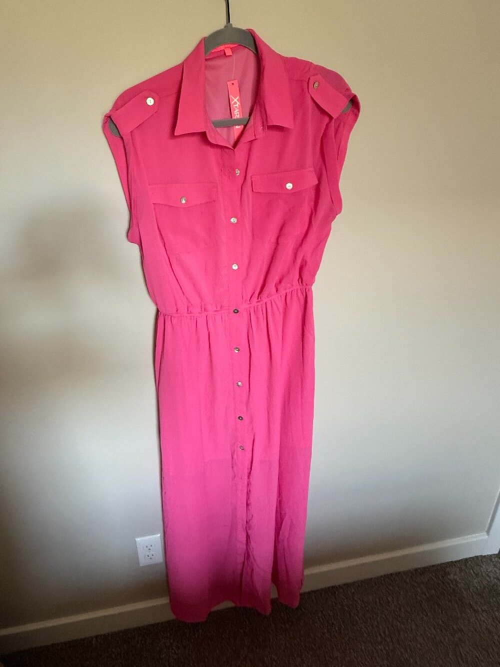 XTAREN Hot Pink Button Front Dress NWT